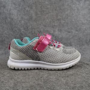 Casual Shoes Kids Toddler 11 Sneakers Easy On Adjustable Strap Grey Pink Girls
